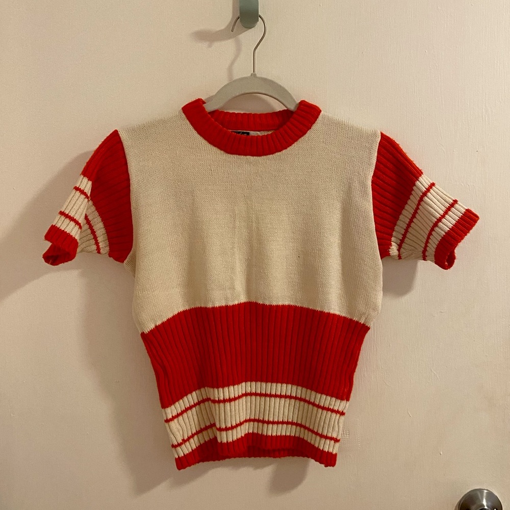 VINTAGE 1970s Short Sleeve Sweater